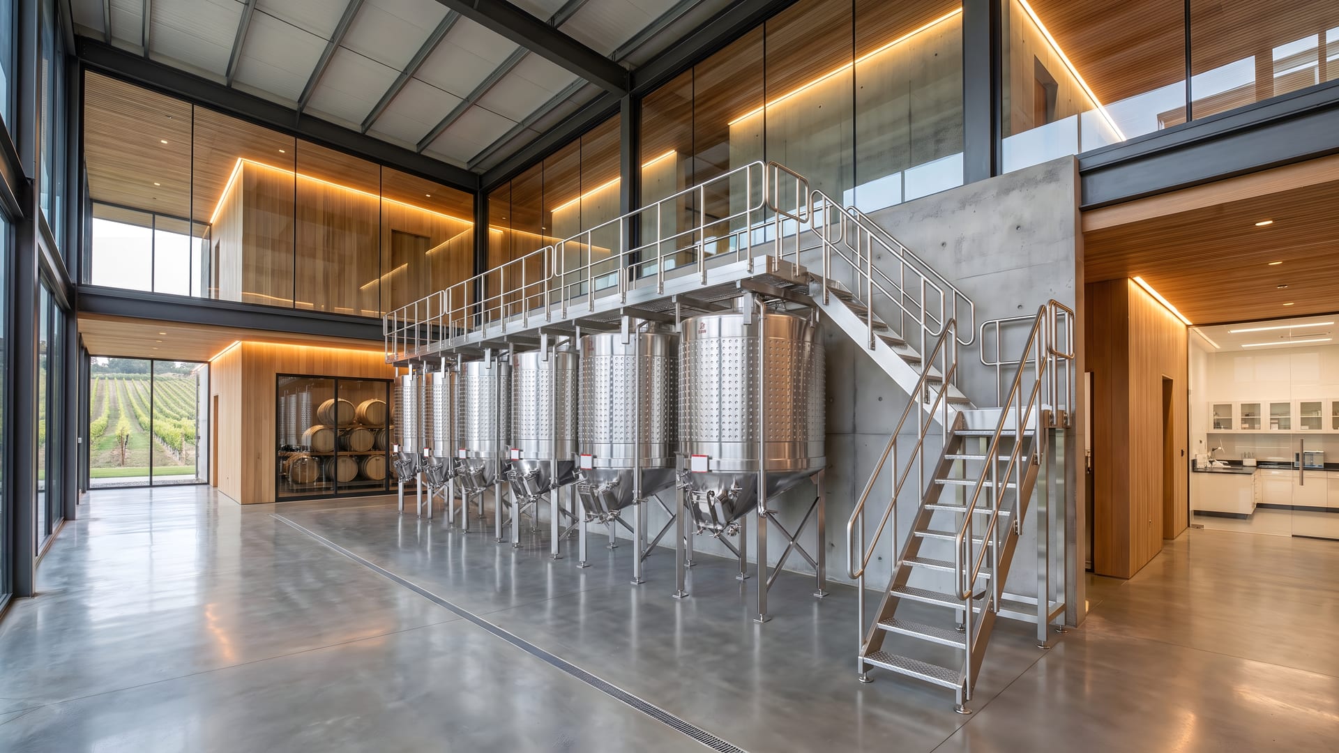 Into the tasting — interim cellar render